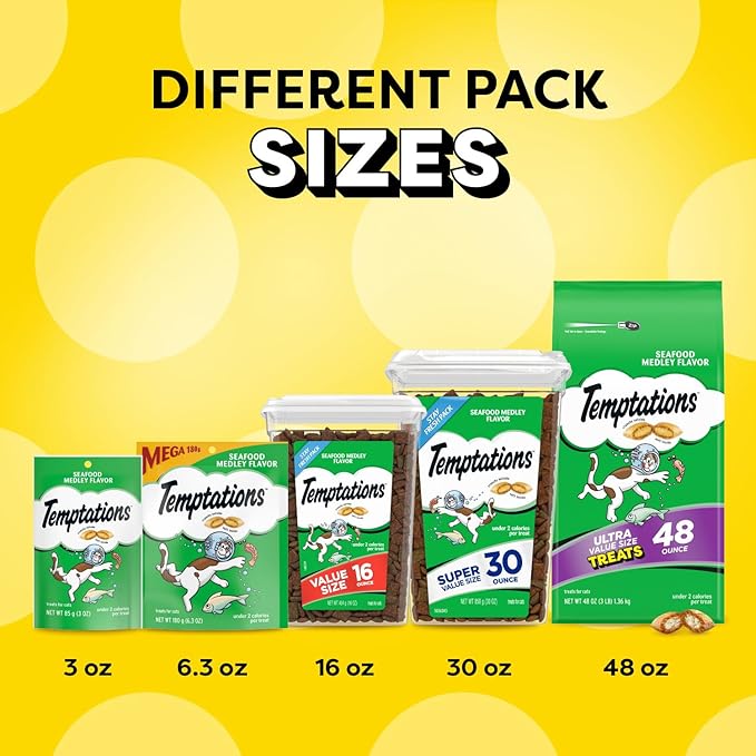 Temptations Classic Treats for Cats Seafood Medley Flavor 3 Ounces (Pack of 12) Temptations