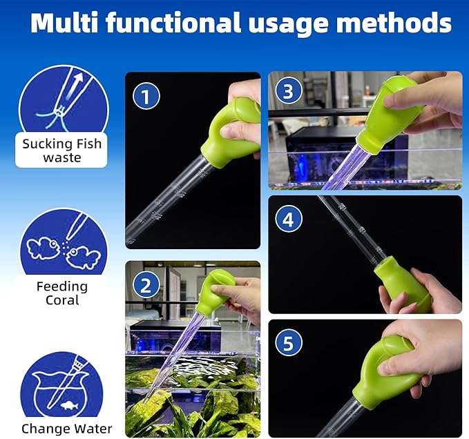 SLSON Aquarium Coral Feeder Waste Cleaner for Fish Tank Maintenance Long Pipette Suction Dropper Tool Acrylic Water Transfer Waste Remover Fish Feeder (24.8 inches) SLSON