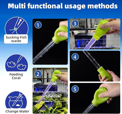 SLSON Aquarium Coral Feeder Waste Cleaner for Fish Tank Maintenance Long Pipette Suction Dropper Tool Acrylic Water Transfer Waste Remover Fish Feeder (24.8 inches) SLSON
