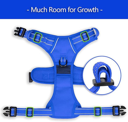 PoyPet No Pull Dog Harness, No Choke Reflective Dog Vest, Adjustable Pet Harnesses with Easy Control Padded Handle for Small Medium Large Dogs(Royal Blue,S) PoyPet