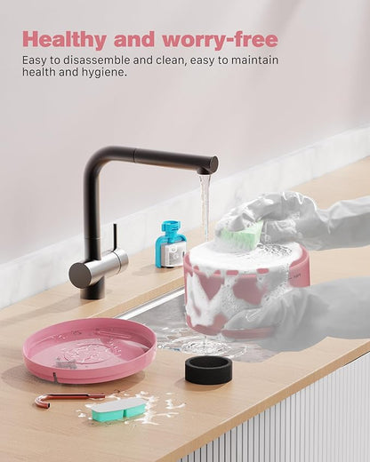 Pink Cat Water Fountain:with 6 Carbon Filters + 3 Sponge Filters - BEMOONY 108oz/3.2L Pet Water Fountain - Water Fountains Indoor Quiet Water Pump - Faucet Cat Fountain Suitable for Cats and Dogs - PAWPICO