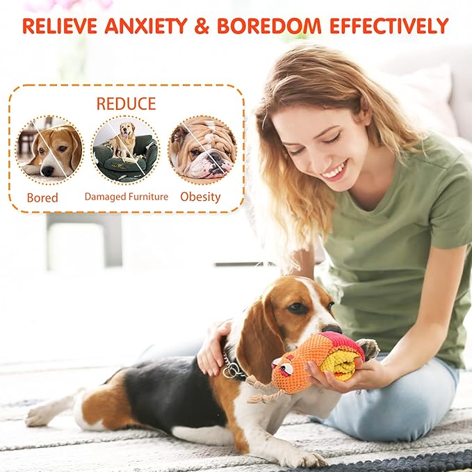 Dog Enrichment Toys - Dog Puzzles Squeaky Treat Dispensing Crinkle Plush Snuffle Toys - Dog Treat Toy for Small Medium Large Dogs Tough Funny Soft Puppy Toy, Snail - PAWPICO