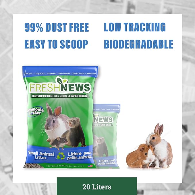 Fresh News Recycled Paper Small Animal Litter Bedding, 20 Liters FreshNews