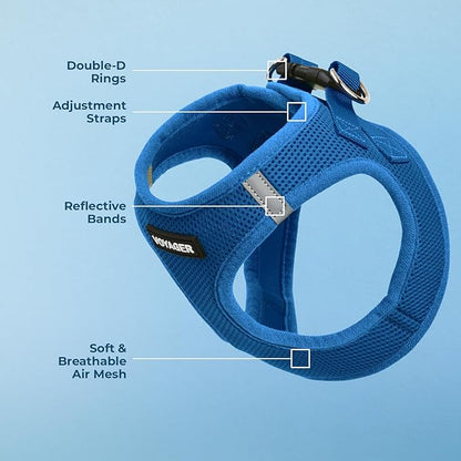 Voyager Step-in Air Dog Harness - All Weather Mesh, Reflective, No Pull Harness for Small, Medium Dogs, Cats - Secure with Hook & Loop Fastener, Buckle, Double D-Rings - Royal Blue, S BestPetSuppliesLLC