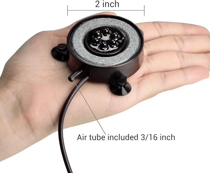 NICREW Multi-Colored LED Aquarium Bubbling Stone Disk, Round Fish Tank Bubbler with Auto Color Changing LEDs NICREW