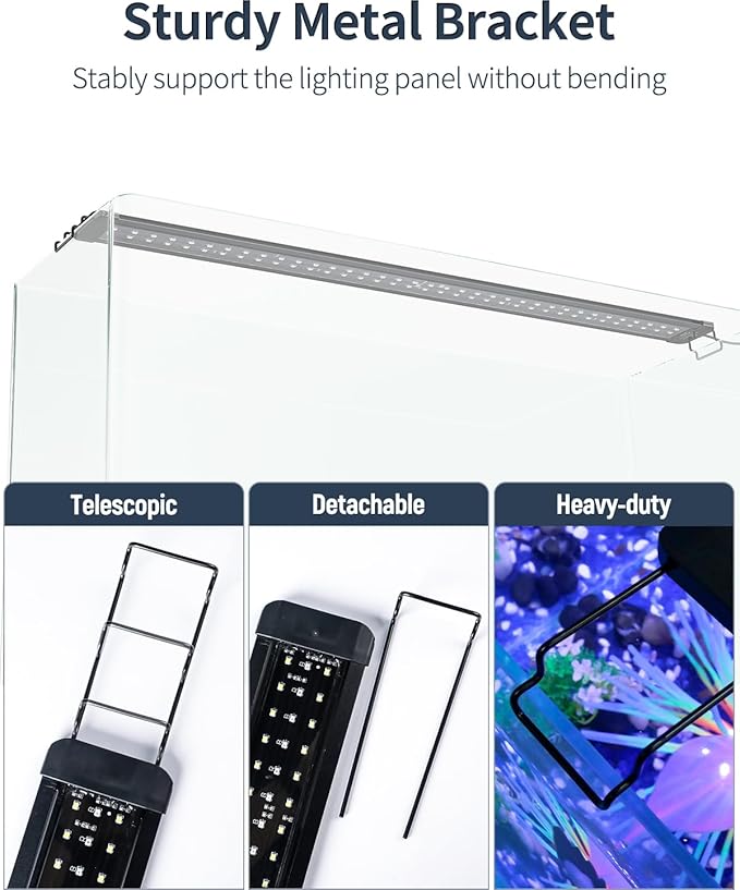 Pawfly 28W Aquarium LED Light for 36 to 48 Inch Fish Tanks Extendable Fish Tank Light with Full Spectrum Brilliant White Blue Red Lights with Daytime & Night Modes and Adjustable Brightness Pawfly