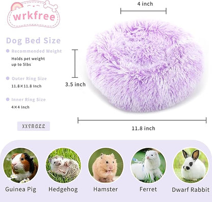 Bunny Bed Rabbit Hideout Large Soft & Comfortable Small Animal Bedding Cozy Bed Mat Warm Hideaway Cage Accessories for Guinea Pig White and Purple - PAWPICO