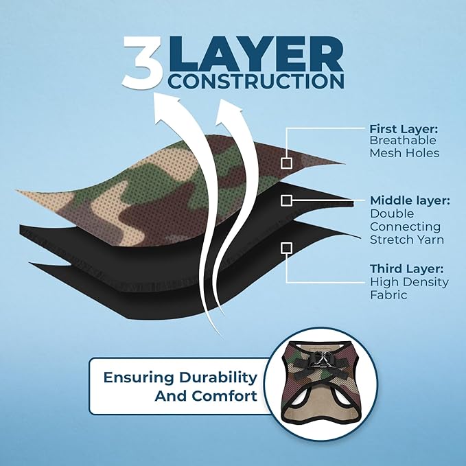 Voyager Step-in Air Dog Harness - All Weather Mesh, Reflective, No Pull Harness for Small, Medium Dogs, Cats - Secure with Hook & Loop Fastener, Buckle, Double D-Rings - Army/Black Trim, M BestPetSuppliesLLC