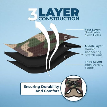 Voyager Step-in Air Dog Harness - All Weather Mesh, Reflective, No Pull Harness for Small, Medium Dogs, Cats - Secure with Hook & Loop Fastener, Buckle, Double D-Rings - Army/Black Trim, M BestPetSuppliesLLC