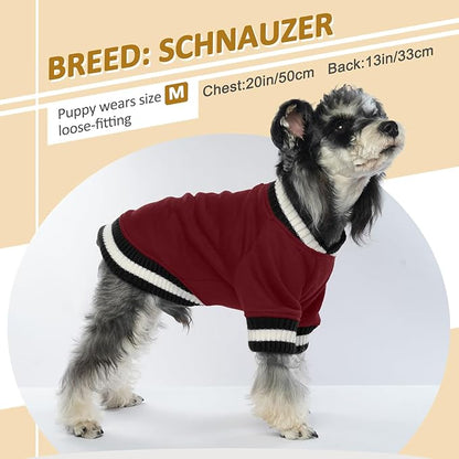 FUAMEY Dog Pullover Sweatshirt，Dog Winter Sweaters Warm Dog Clothes Dog Vest Thick Puppy Pullover Soft Pet Fleece Sweater Cute Doggie Boy Girl Outfit for Small Medium Dogs Wine-red S - PAWPICO