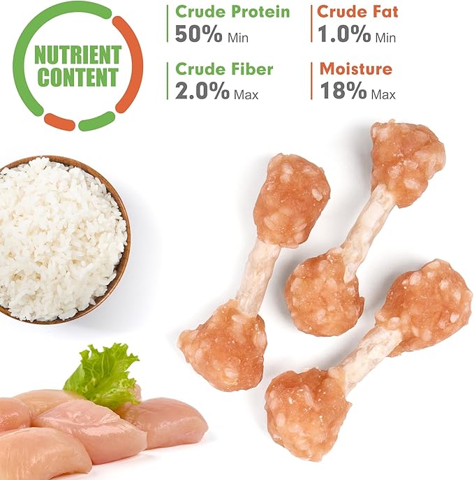 MON2SUN Dog Treats, 16oz Mini Rawhide Dog Chews, Chicken Dumbbells with Rice for Small Dogs & Toy Breed, Crunchy and Healthy (2.5 Inch 30 Count) - PAWPICO