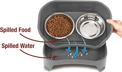 Neater Feeder Express Small Mess Proof Feeder for Small Dogs, 1.5 Cup Stainless Steel Bowls, No Spill, Non-Tip, Non-Slip Dog Bowls. Made in USA - PAWPICO