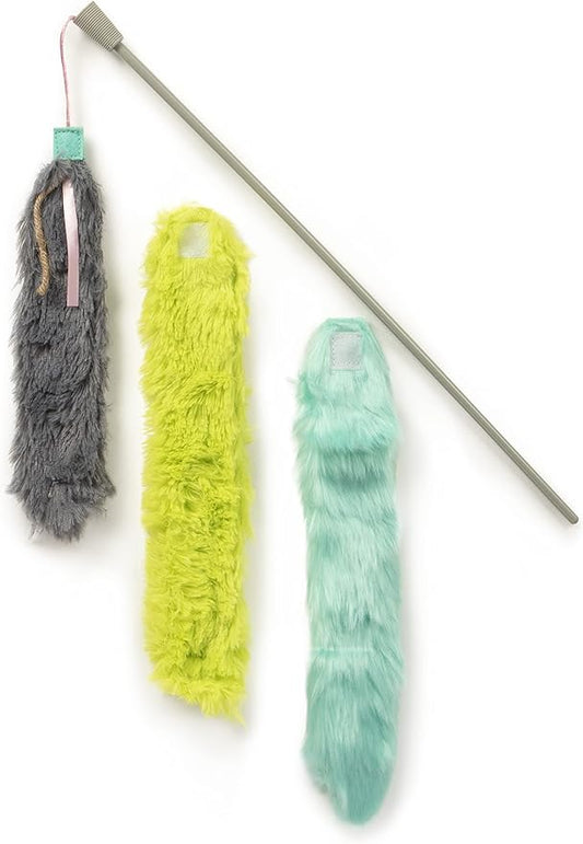 SmartyKat Crazy Catch 3-Part Breakaway Wand Cat Toy - Green/Yellow/Gray, One Size - PAWPICO