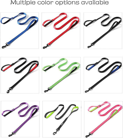 Heavy Duty Dog Leash - 2 Handles by Padded Traffic Handle for Extra Control, 6foot Long - Perfect for Medium to Large Dogs (Dark Red, 6 ft) JEWOSTER