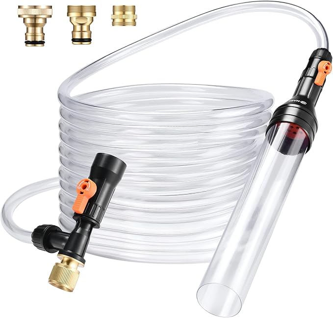 Gravel Vacuum for Aquarium Water Changer Fish Tank Cleaning Tools,Siphon Universal Quick Pump Aquarium Water Changing (50ft) enomol