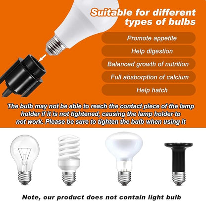 VIHOSE 4 Pcs Reptile Ceramic Heat Lamp Holder Pet Heater Bracket Reptile Light Fixture Heat Lamp Fixture for Heat Lamp Bulb Amphibian Pet Terrariums Habitat Lizard Tortoise, No Bulb Included (Black) VIHOSE