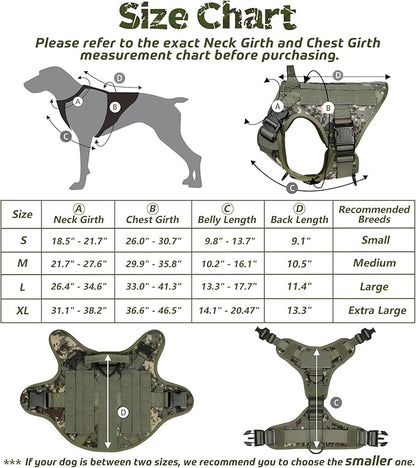 rabbitgoo Tactical Dog Harness Medium Sized, Heavy Duty Pet Harness with Handle, No-Pull Service Vest Medium Breed, Adjustable Military Dog Vest for Training Hunting Walking, Green Camo, M rabbitgoo