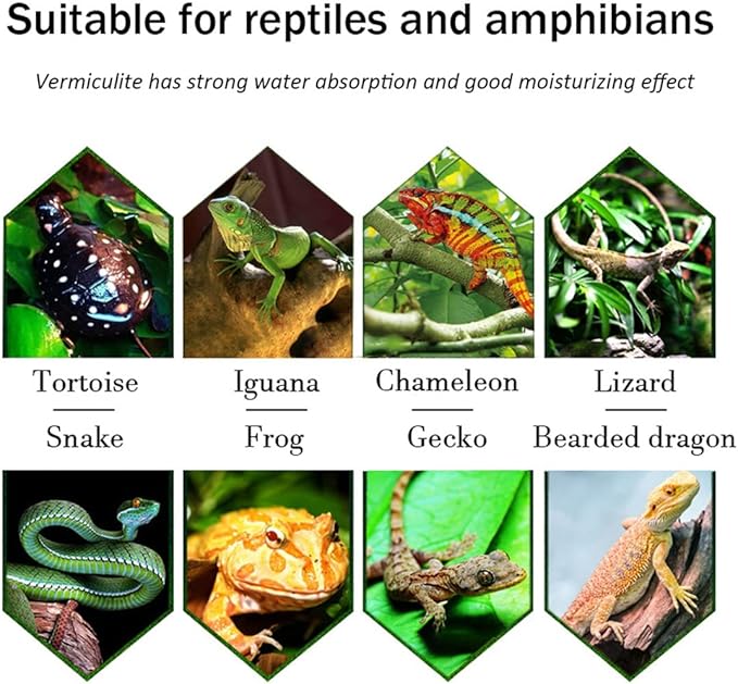 Hamiledyi Reptile Substrate Vermiculite Bedding Snake Hibernant moisturizing Soil Terrarium Bedding for Snake Tortoise Lizard Hatching Eggs(4.2Quart/4L) Hamiledyi
