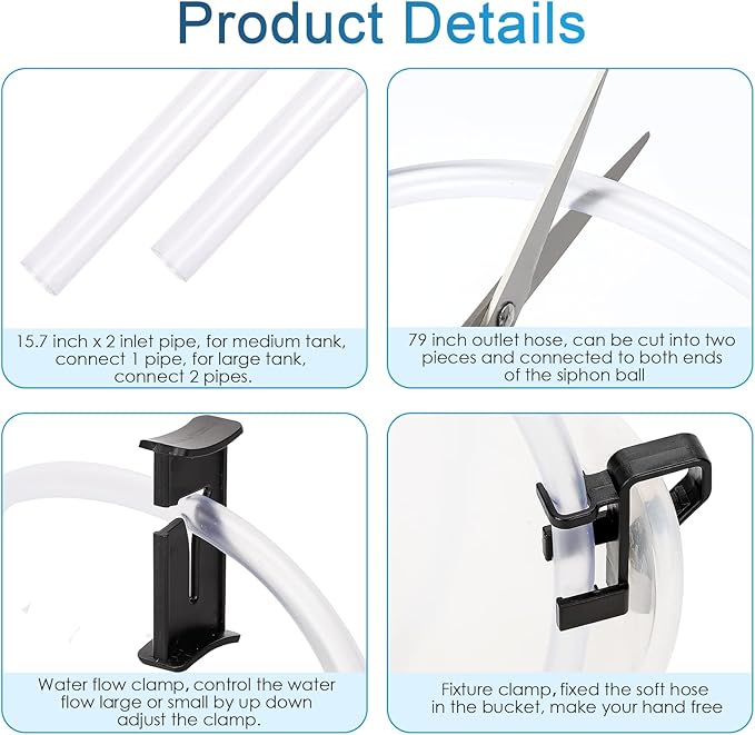 hygger Gravel Vacuum for Aquarium, Aquarium Siphon Vacuum Cleaner for Fish Tank Gravel and Sand Cleaning, Remove Dirt, Water Change, Aquarium Gravel Cleaner with Adjustable Water Flow (M) hygger