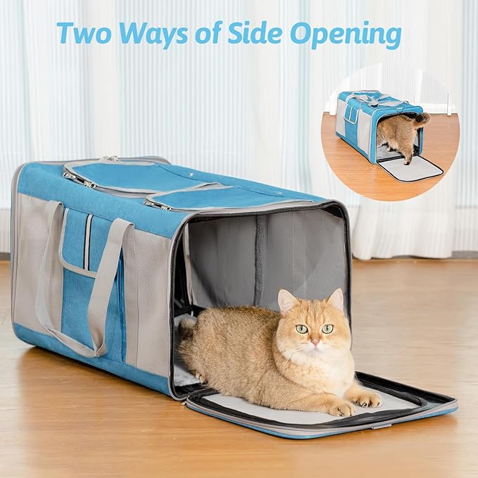 Sedioso Large Cat Carrier for 2 Cats, 24x 14x 16in Pet Carrier for Cat and Dog Up to 40lbs, All-Sided Mesh Large Cat Carrier with Great Ventilation, Portable Soft Sided Pet Carrier for Traveling - PAWPICO