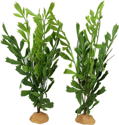 JIHAQUA Lifelike Reptile Tank Plant Decor - Realistic Artificial Plastic Plant for Terrariums and Pet Enclosures (Style D 2 Pack) JIHAQUA