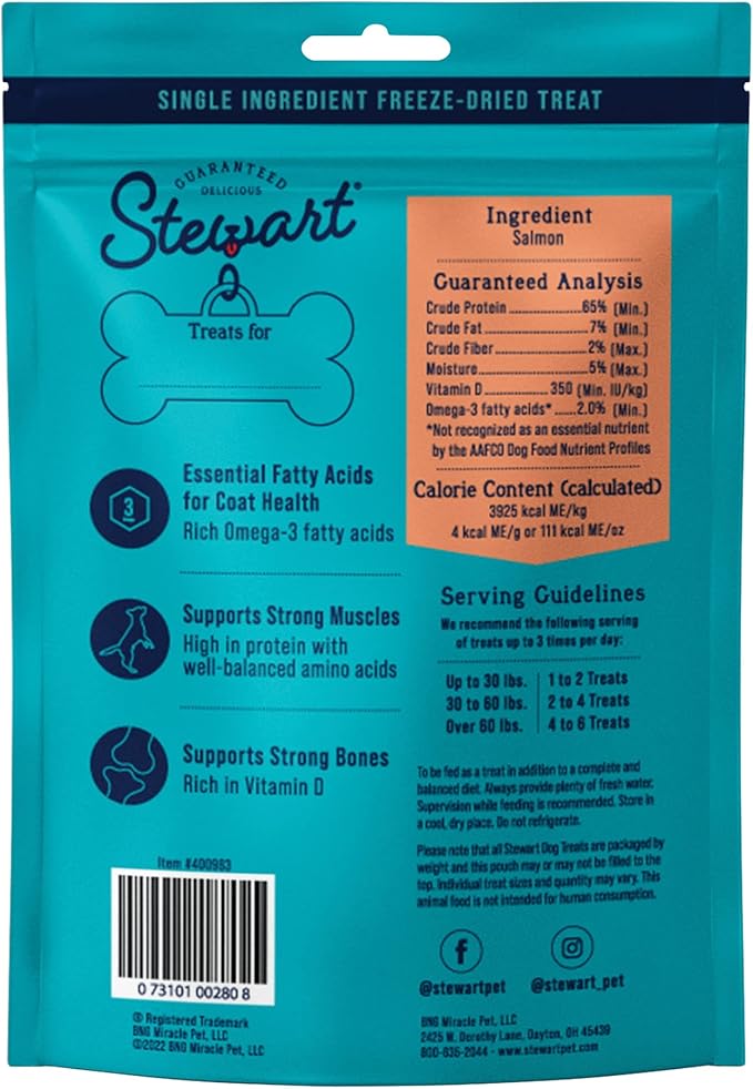 Stewart Single Ingredient Freeze Dried Raw Dog Treats, Pup's Preferred Variety Pack (Beef Liver 4 Ounce + Chicken Breast 3 Ounce + Salmon 2.75 Ounce), High Protein, Training Treats or Meal Topper - PAWPICO
