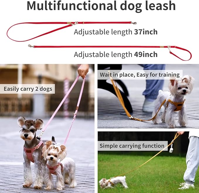 Puppytie No Pull XXS Puppy Harness with Multifunction Dog Leash,Soft Adjustable No Choke Escape Proof Pet Harness Vest,red-Camellia,XXS - PAWPICO