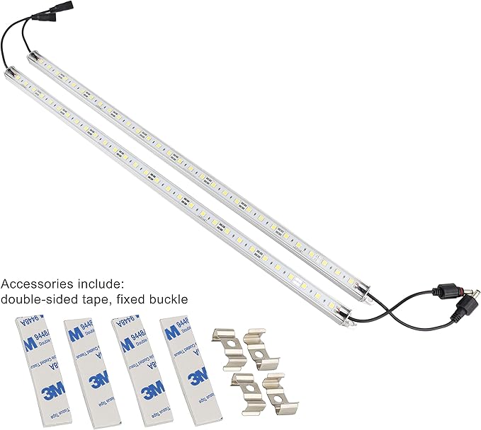 Two 20" 6500K-7000K White Super Bright 30LEDs 5050 Aquarium LED Strip for Fish Tanks - Waterproof Aluminum Lights 12V DC LED Linear Lighting LEDENET