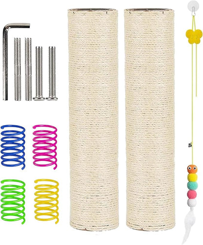 BNOSDM 2 Pcs 15.75”x3.15” M8 Cat Tree Scratching Post Replacement Parts for Indoor Cats Tower Rope Scratch Poles Refill Natural Sisal Part for Refurbishment Hemp White - PAWPICO
