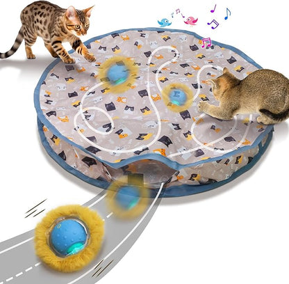 Rechargeable Electric Cat Toys, Hide and Seek Kitten Toy, Chirping & Motion Activated Interactive Cat Toy, Hiding Cover Exercise Toy for Indoor Cats/Kitty/Kittens - PAWPICO