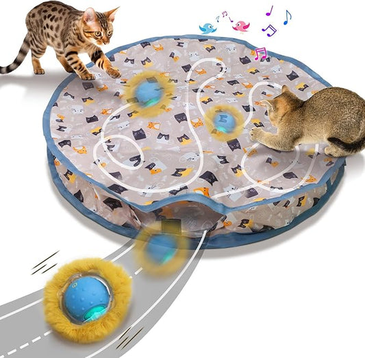 Rechargeable Electric Cat Toys, Hide and Seek Kitten Toy, Chirping & Motion Activated Interactive Cat Toy, Hiding Cover Exercise Toy for Indoor Cats/Kitty/Kittens - PAWPICO