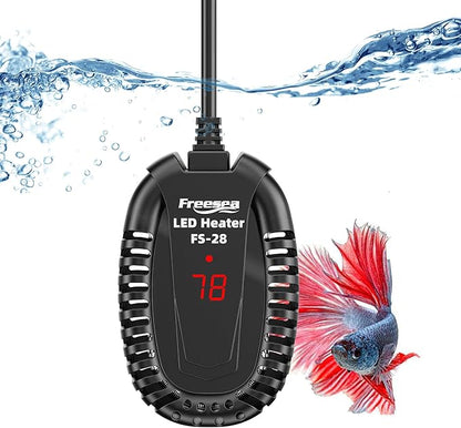 FREESEA Aquarium Fish Tank Heater: 50W Small Submersible Turtle Heater with Adjustable Temperature External Controller for Betta | Saltwater | Freshwater | 1-10 Gallon FREESEA