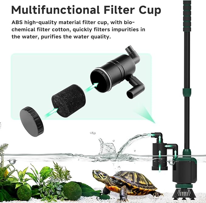 AQQA Fish Tank Cleaner, 34W 600GPH DC Gravel Vacuum for Aquarium, 6 in 1 Aquarium Vacuum Gravel Cleaner Adjustable Water Flow Cleaning Tools for Change Water Wash Sand Water Filter Water Circulation AQQA