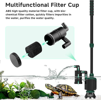 AQQA Fish Tank Cleaner, 34W 600GPH DC Gravel Vacuum for Aquarium, 6 in 1 Aquarium Vacuum Gravel Cleaner Adjustable Water Flow Cleaning Tools for Change Water Wash Sand Water Filter Water Circulation AQQA