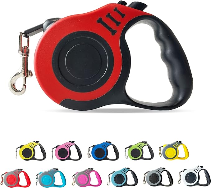 Retractable Dog Leash Automatic Telescopic Tractor Dog Tape, Pet Tape 10/16 FT Durable and Convenient, with Non-Slip Handle, Suitable for Small and Medium-Sized Dogs Red LIEVUIKEN