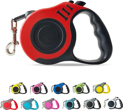 Retractable Dog Leash Automatic Telescopic Tractor Dog Tape, Pet Tape 10/16 FT Durable and Convenient, with Non-Slip Handle, Suitable for Small and Medium-Sized Dogs Red LIEVUIKEN