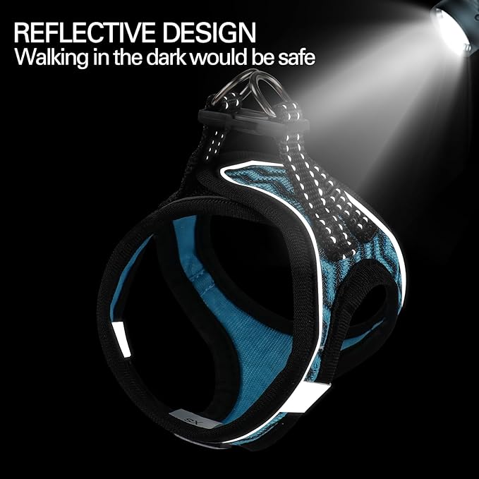 Dog Harness for Small Dogs, Small Dog Harness and Leash Set, Honeycomb Grid, Reflective Lightweight Harness & Anti-Twist Pet Lead,Dog Harness(Multi Color, Size: XS-S-M) (M, Blue) PAWPICO