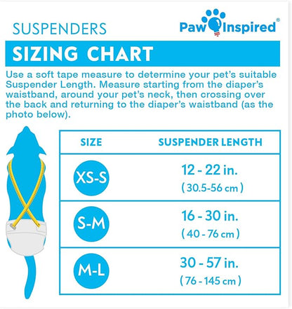 Paw Inspired Dog Diaper Suspenders with Velcro Fasteners | Stretchy Adjustable Suspenders for Female and Male Disposable and Washable Diapers | Fits Small, Medium and Large Size Pets (XS/S, Pink) - PAWPICO