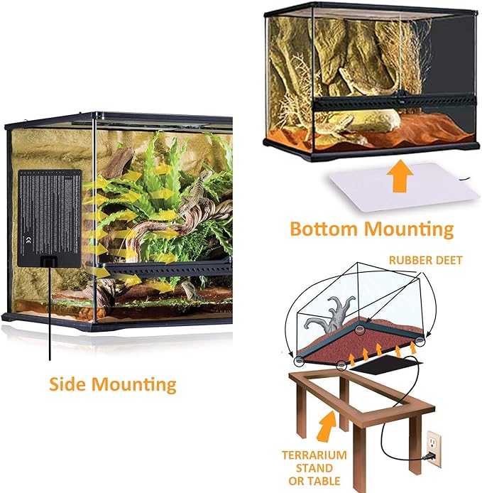 Aiicioo Under Tank Heater Thermostat - Reptile Heating Pad with Temperature Control Reptile Heat Mat for Combo Set for Hermit Crab Lizard Terrarium 24W AIICIOO