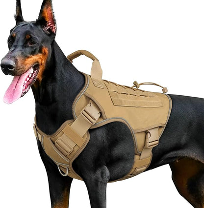 Tactical Dog Harness Vest for Large Dogs No Pull Adjustable Reflective Military Pet Harness with Easy Control Handle with Hook & Loop Panels for Walking Hiking Training(XL) WINGOIN