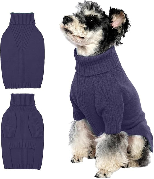 IECOii Dog Sweater,Dog Sweaters for Medium Dogs Girls Boys,Doggie Sweater Christmas,Pet Sweatshirt Knitwear Outfit for Holiday,KnitTurtleneck Warm Clothes for French Bulldog,Boston Terrier (Blue,M) - PAWPICO