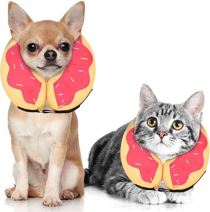 MIDOG Dog Cone, Soft Cone for Dogs After Surgery, Pet Inflatable Collar Protective Recovery Donut Collar to Prevent Pets from Touching Stitches, Wounds, and Rashes - DeepRed,XS MIDOG