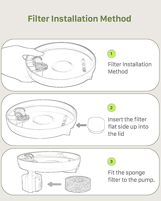 Pet Water Fountain Filter: 24 Cat Filters - 12 Pieces Filters + 12 Pieces Sponges for Cat Fountain - Cat Water Fountain Filter Replacement for Cat Water Fountain H1 (67oz/2L) - PAWPICO