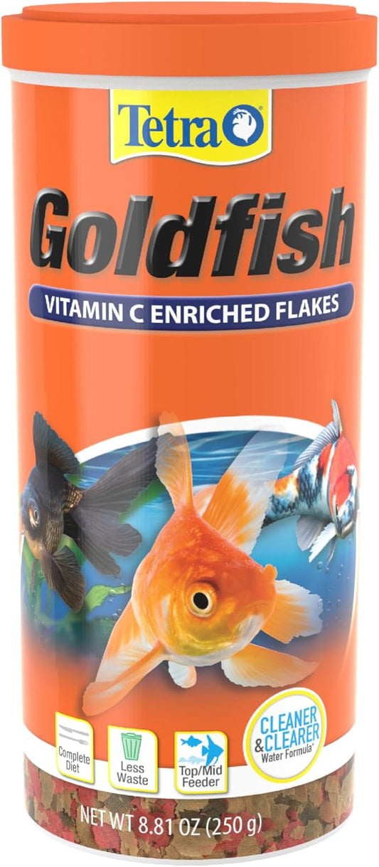 Tetra Goldfish Flakes, Nutritionally Balanced Diet for Aquarium Fish, Vitamin C Enriched Flakes, 8.81 Ounces Tetra