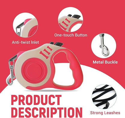 Retractable Dog Leash Automatic Telescopic Tractor Dog Tape, Pet Tape 10/16 FT Durable and Convenient, with Non-Slip Handle, Suitable for Small and Medium-Sized Dogs LIEVUIKEN