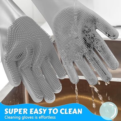 Pecute Pet Grooming Gloves, Large, Gray, Heat Resistant, High-Density Teeth, Silicone Dog Bathing Gloves with Enhanced Five Finger Design, for Washing, Bathing, and Massaging - PAWPICO