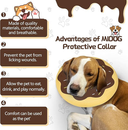 Dog Cone Collar for Small Medium Large Dogs for After Surgery, Pet Inflatable Neck Donut Collar Soft Protective Recovery Cone for Dogs and Cats - Alternative E Collar Does not Block Vision - Brown,XL MIDOG