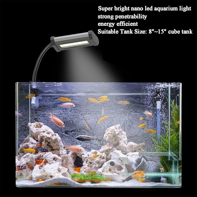 Lominie Aquarium Plant Light, Small LED Aquarium Light Timer, Full Spectrum Nano Fish Tank Light Refugium Light for Freshwater Aquarium Freshwater Planted Tank Lominie