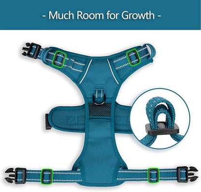 PoyPet No Pull Dog Harness, No Choke Reflective Dog Vest, Adjustable Pet Harnesses with Easy Control Padded Handle for Small Medium Large Dogs(Tumalo Teal,M) PoyPet