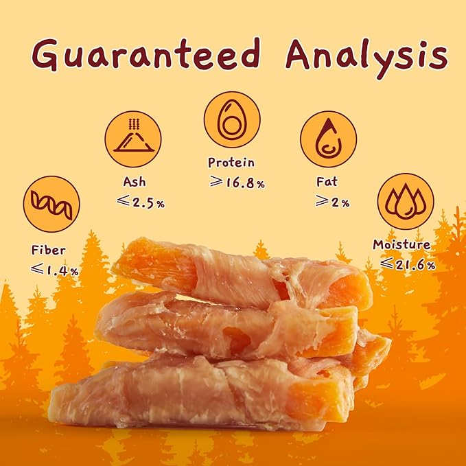 Jungle Calling Dog Treats, Skinless Chicken Wrapped Sweet Potato, Gluten and Grain Free, Chewy Dog Bites for Balanced Nutrition, 6 oz - PAWPICO